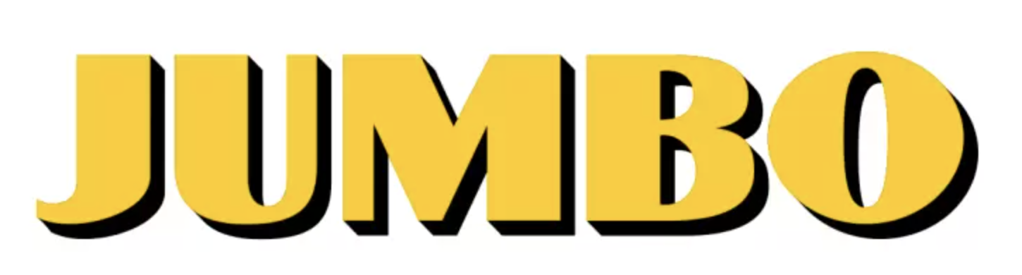 Logo of Jumbo supermarket chain in yellow and capital letters